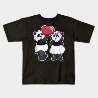 Cute Panda Couple Happy Valentine's Day Kids T-Shirt